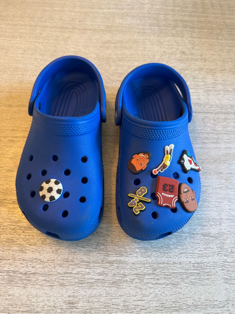 Kids Blue Croc Sandals with Decorative Charms